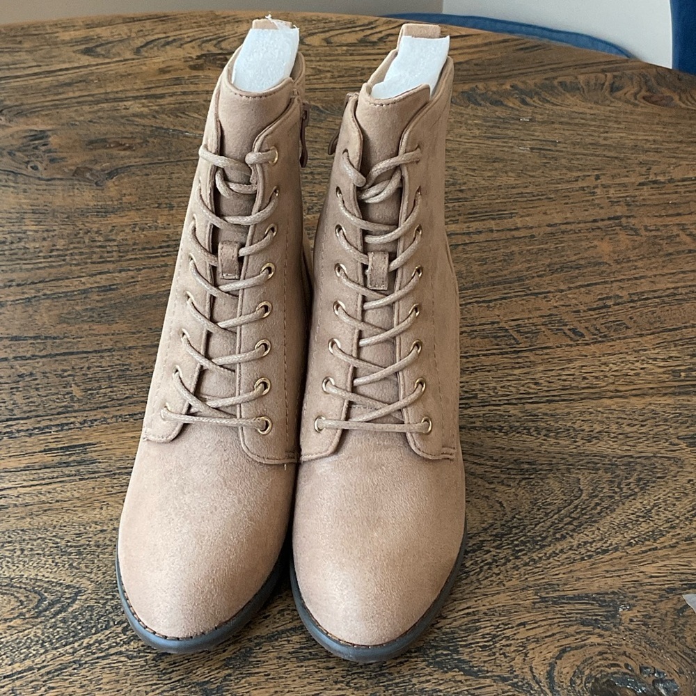 Journee Collection Light Brown Lace-Up Boots